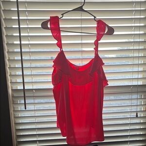 Lilly Pulitzer Red Sleeveless Tank Top with Ruffled Asymmetrical Style